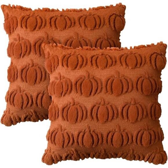 Fall Pumpkin Caramel Throw Pillow Covers, 18 x 18 Inch Seasonal Set of 2 - Picture 7 of 7
